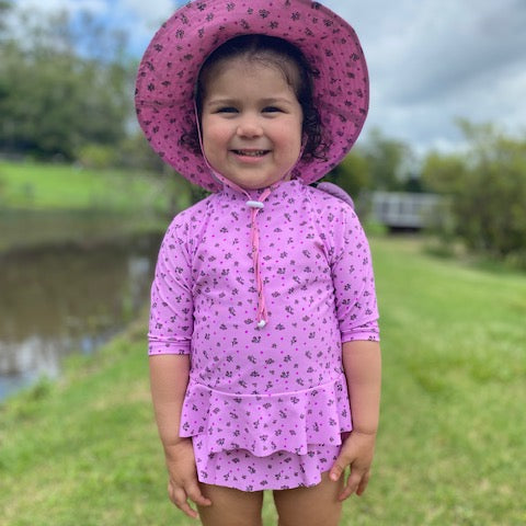 Kids on Pink Flower Rashie & Bikini Bottom