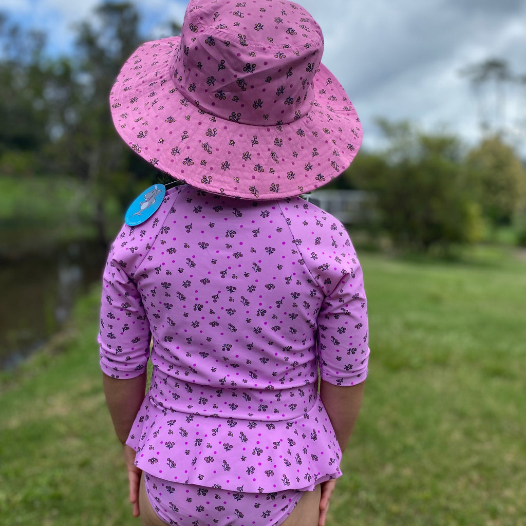 Hat Kids on Pink Flowers