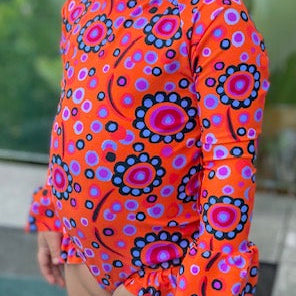 Carnival of Flowers One Piece Bikini Leg